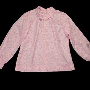 vintage mock cowl neck long sleeve blouse - size S/M